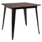 Merrick Lane Modern 31.5" Square Metal Table with Rustic Wood Top for Indoor Use